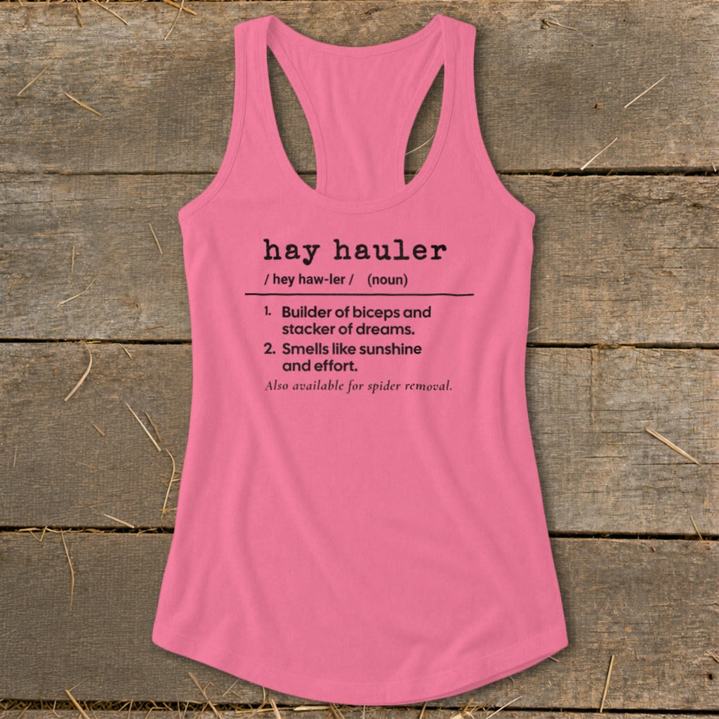 Hay Hauler Definition Racerback Tank