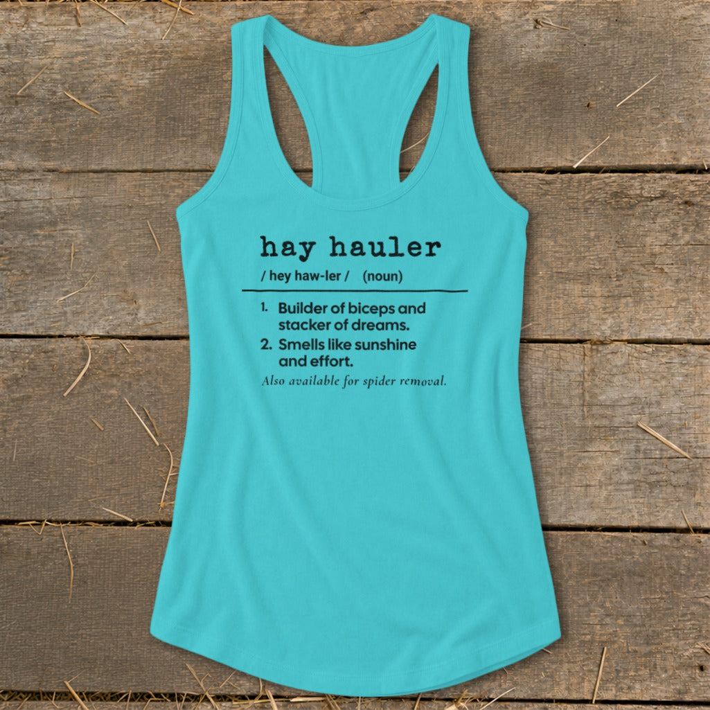 Hay Hauler Definition Racerback Tank