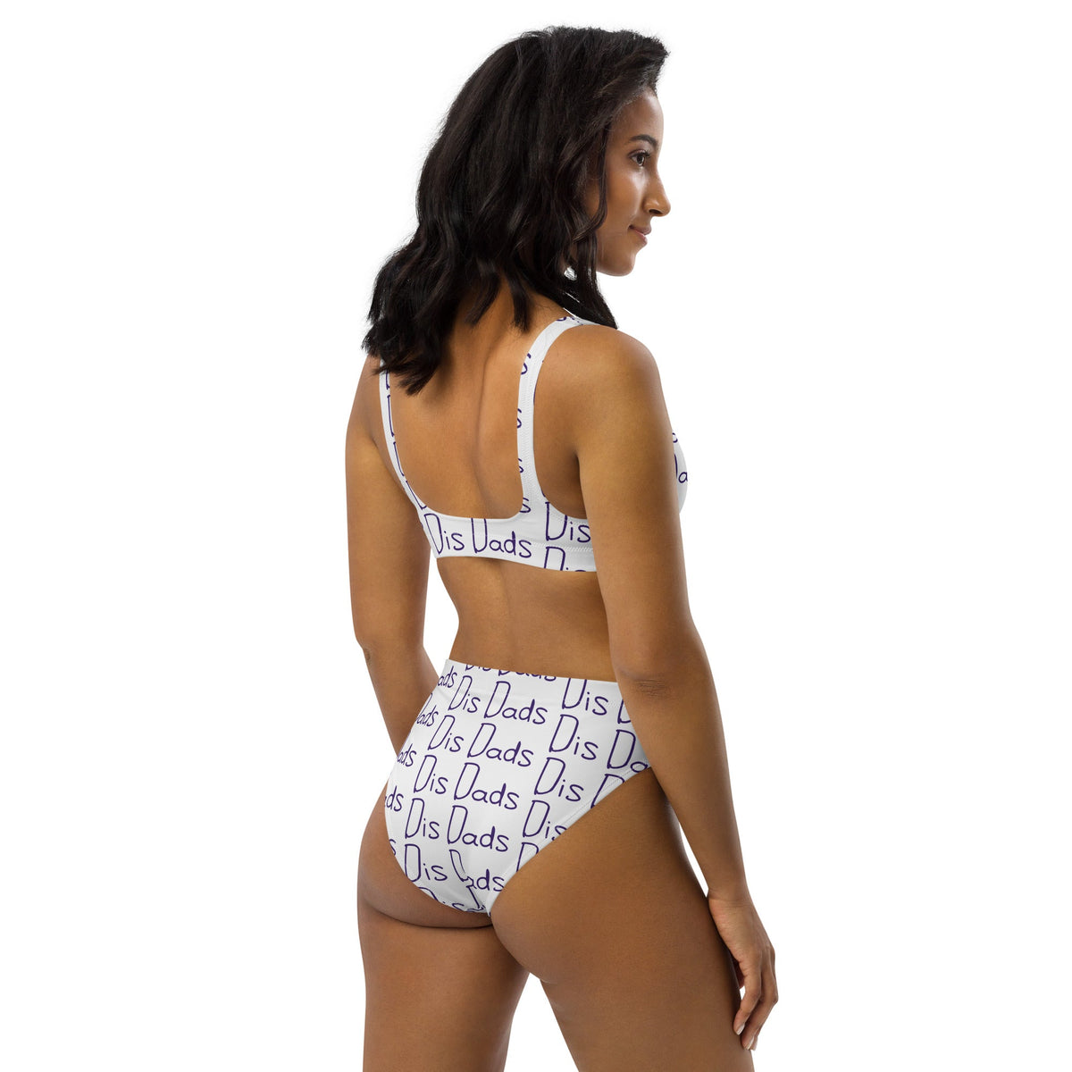 Dis Dads Women's White Recycled High Waisted Bikini Retro Chic