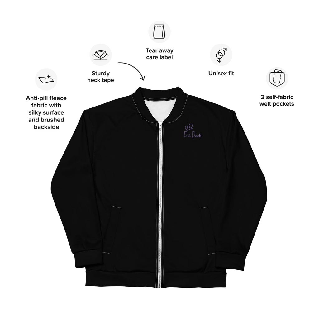 Dis Dads Unisex Black Bomber Jacket Casual & Sporty