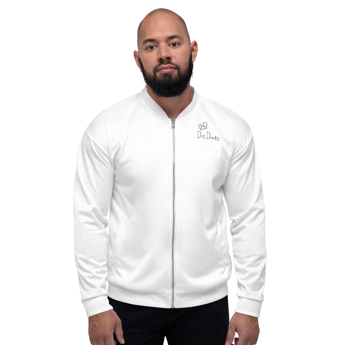 Dis Dads Unisex White Bomber Jacket Casual & Sporty