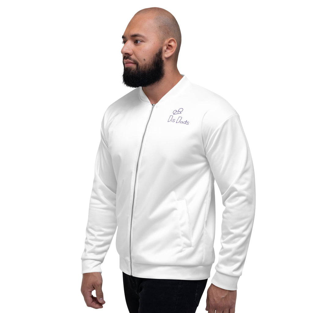 Dis Dads Unisex White Bomber Jacket Casual & Sporty