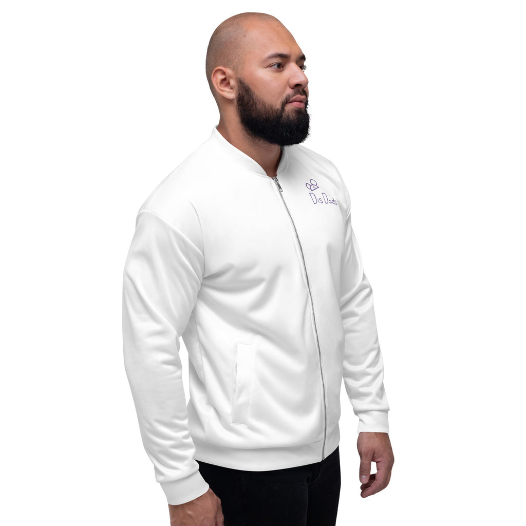 Dis Dads Unisex White Bomber Jacket Casual & Sporty