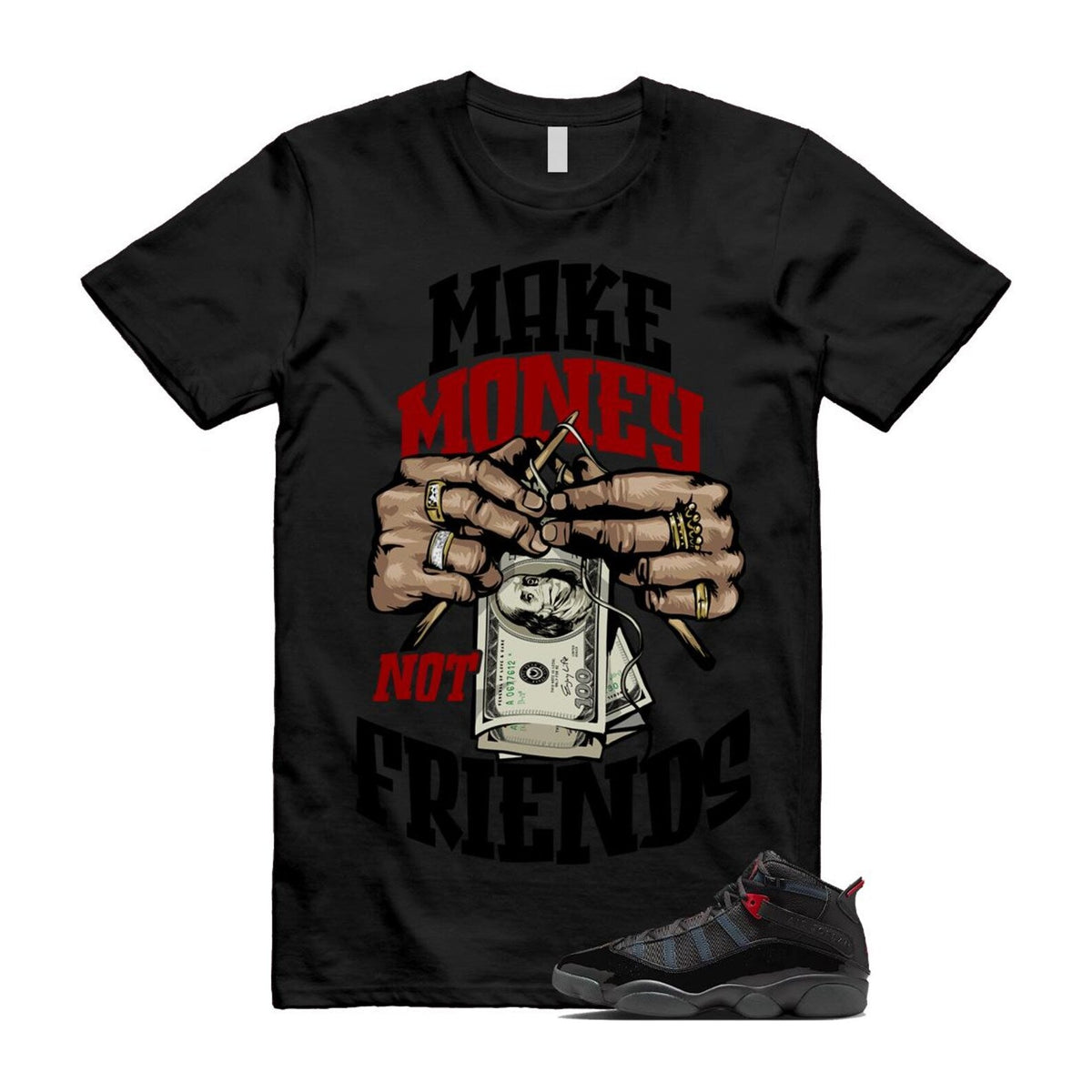 6 Rings Anthracite Black Fire Red Shirt To Match Make Money product image 1