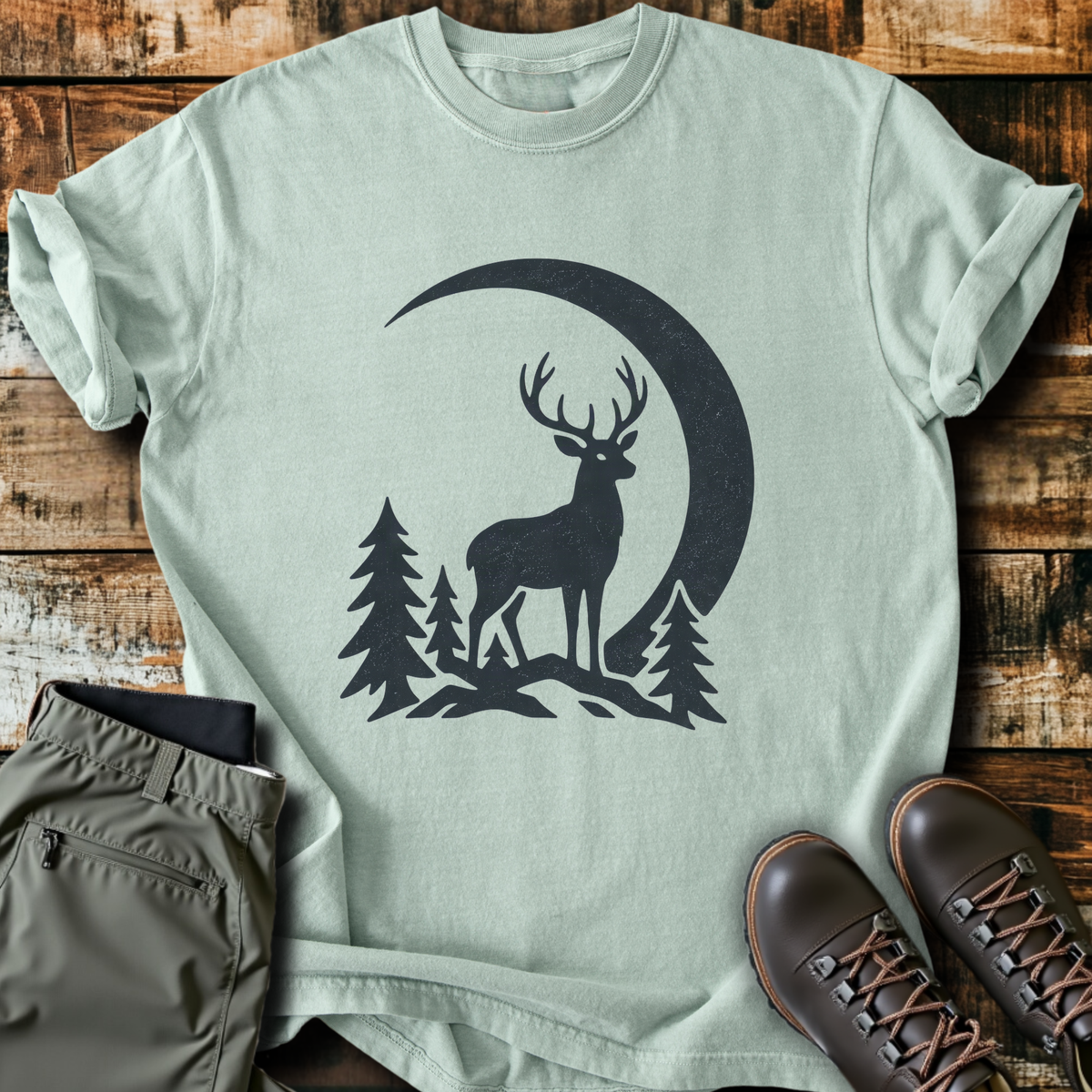 Deer Under Crescent Moon T-Shirt product image 5