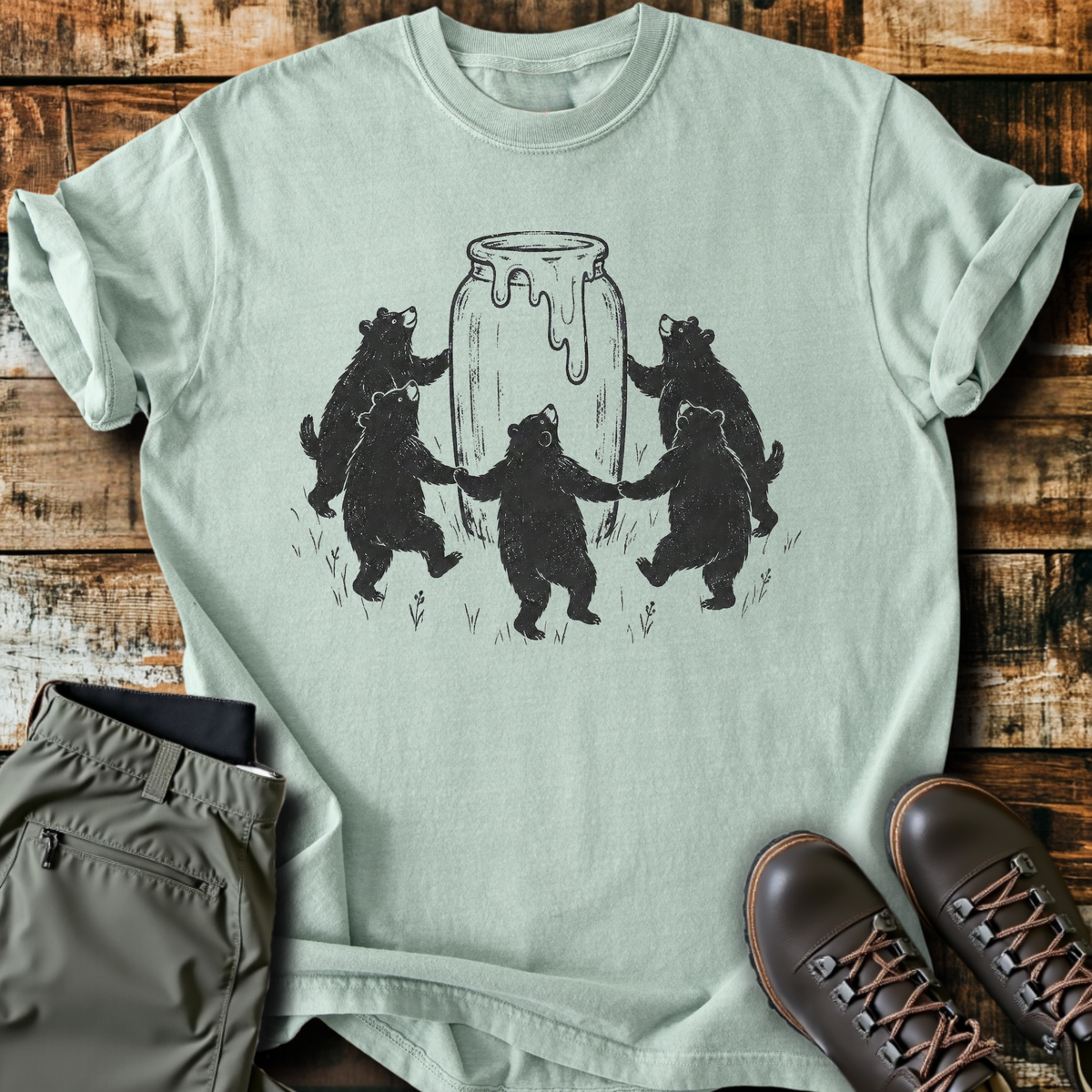 Bear Honey Pot Circle T-Shirt product image 1