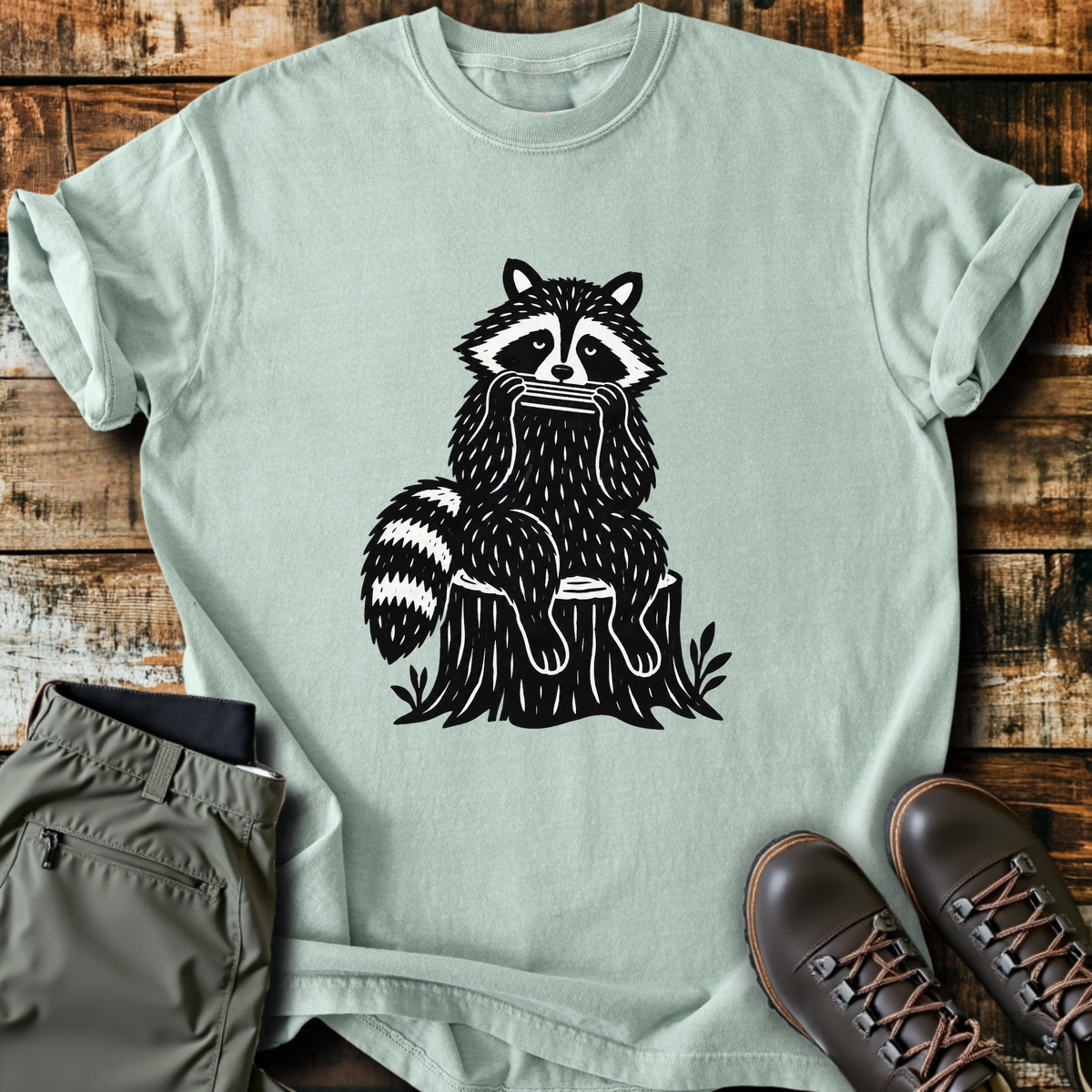 Raccoon On A Stump T-Shirt product image 3