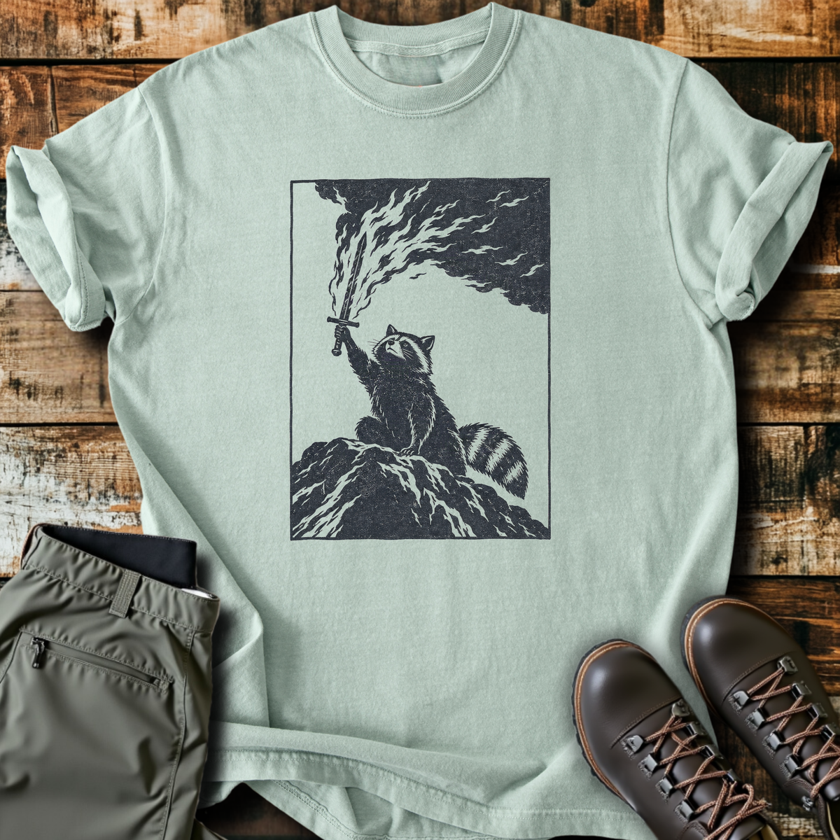 Raccoon With A Flaming Sword T-Shirt product image 2