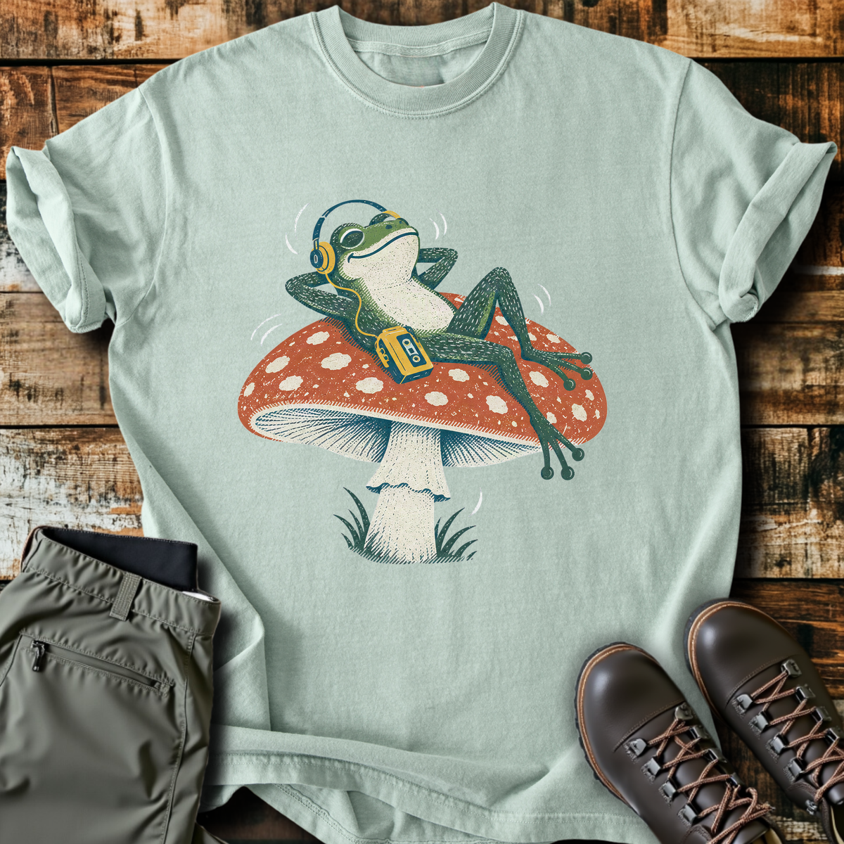 Frog Headphones Mushroom T-Shirt product image 1