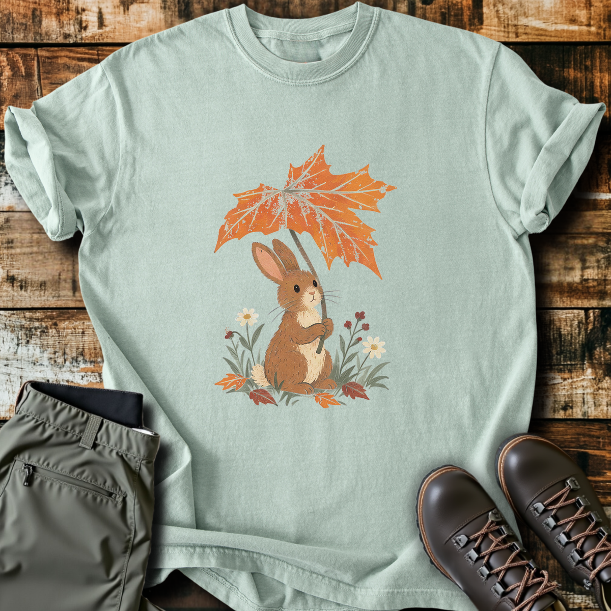 Leaf Umbrella Bunny T-Shirt product image 3
