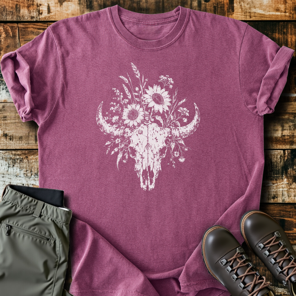 Sunflower Bison Skull T-Shirt product image 2