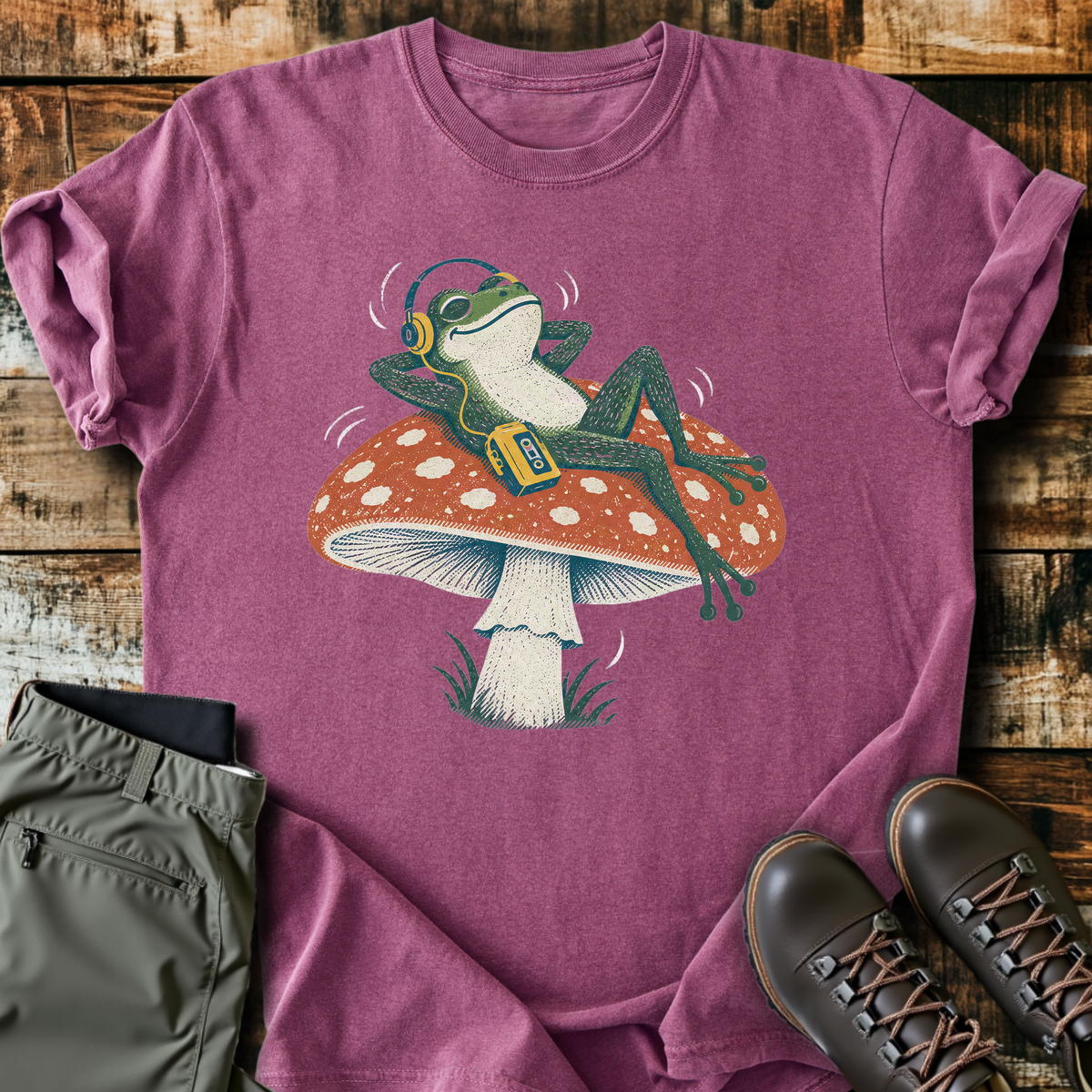 Frog Headphones Mushroom T-Shirt product image 8