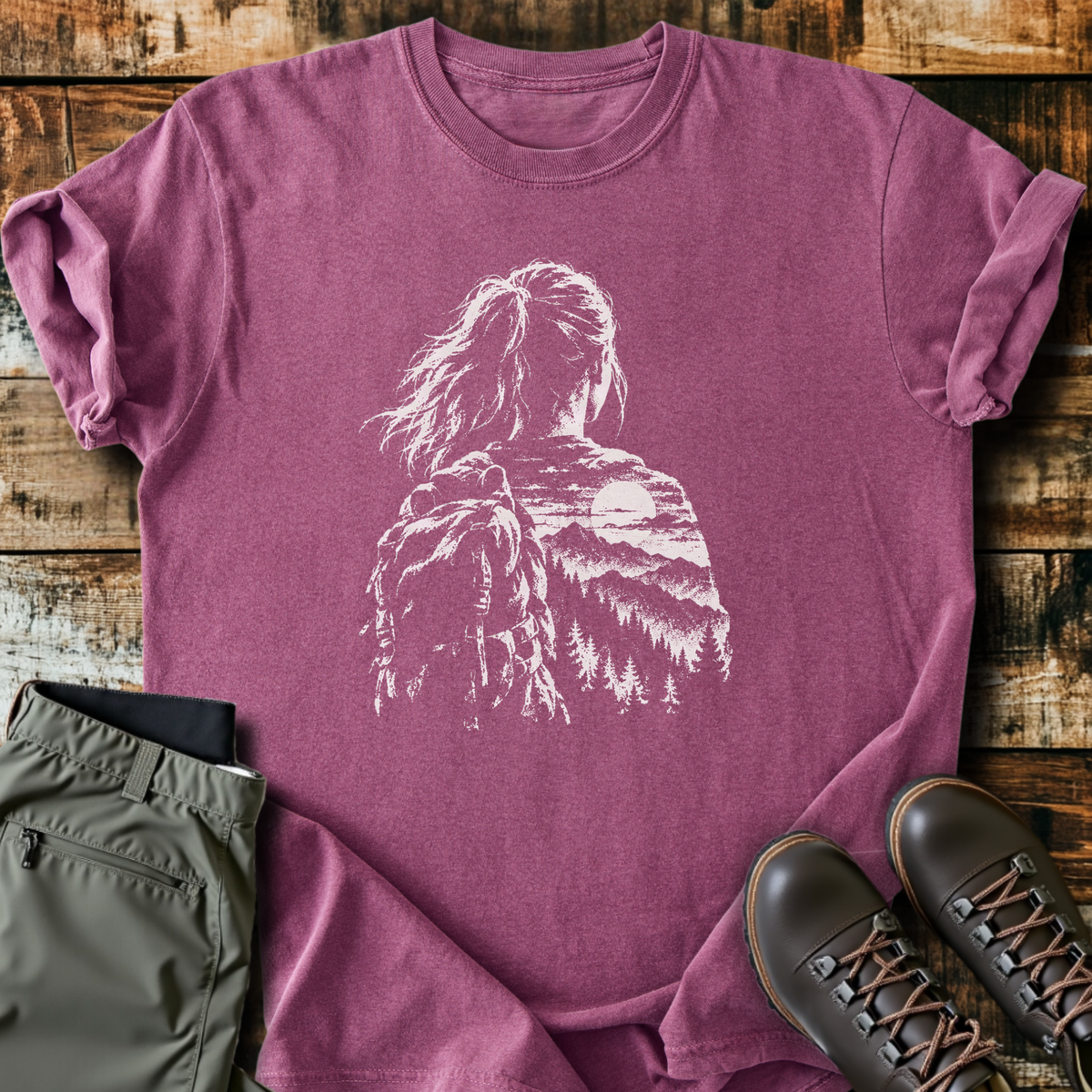 Hiker Double Exposure T-Shirt product image 3