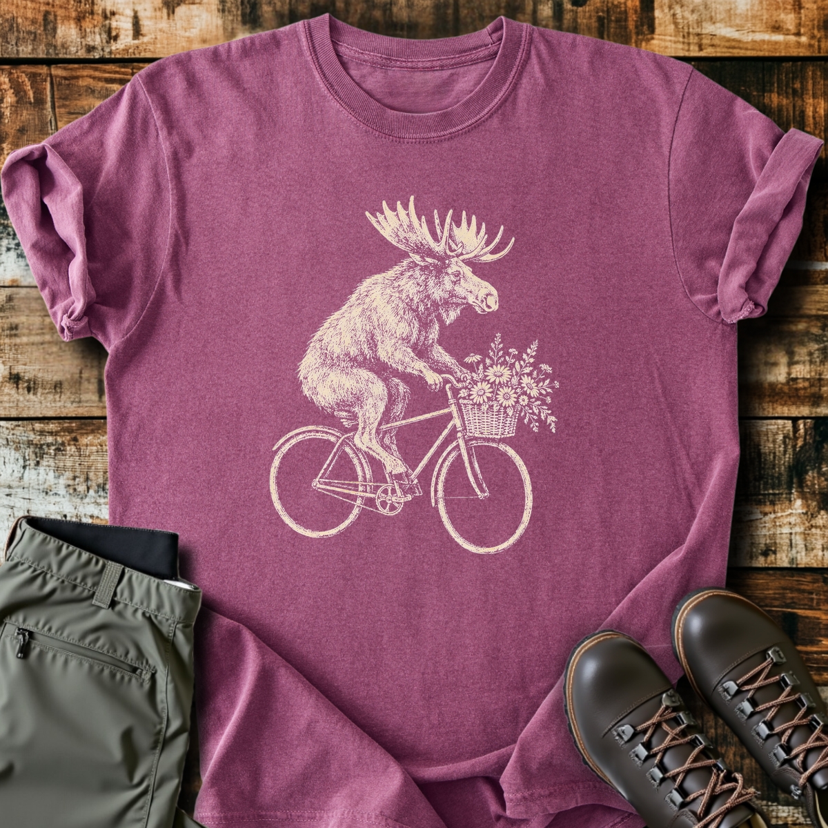 Moose On A Bicycle T-Shirt product image 2
