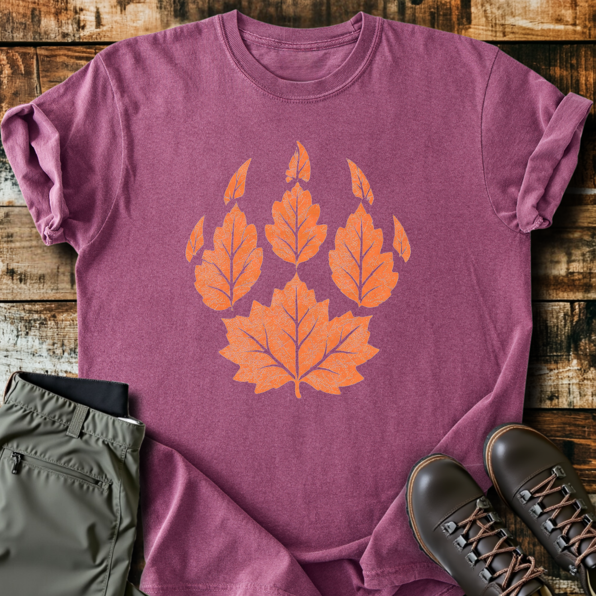 Autumn Leaf Paw Print T-Shirt product image 3