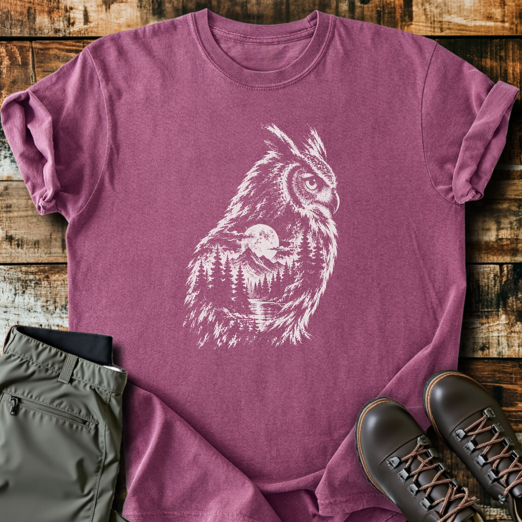 Owl Forest Double Exposure T-Shirt product image 2