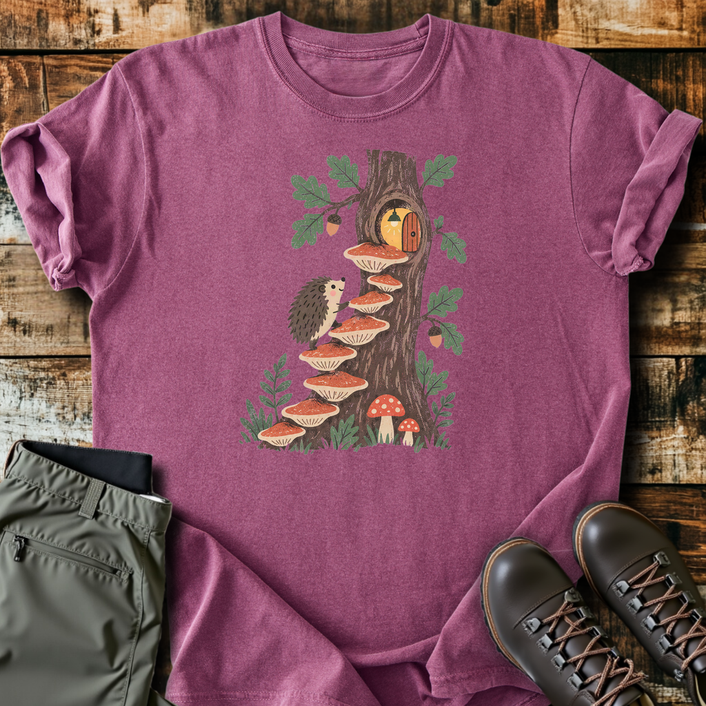Hedgehog Mushroom Stairs T-Shirt product image 3
