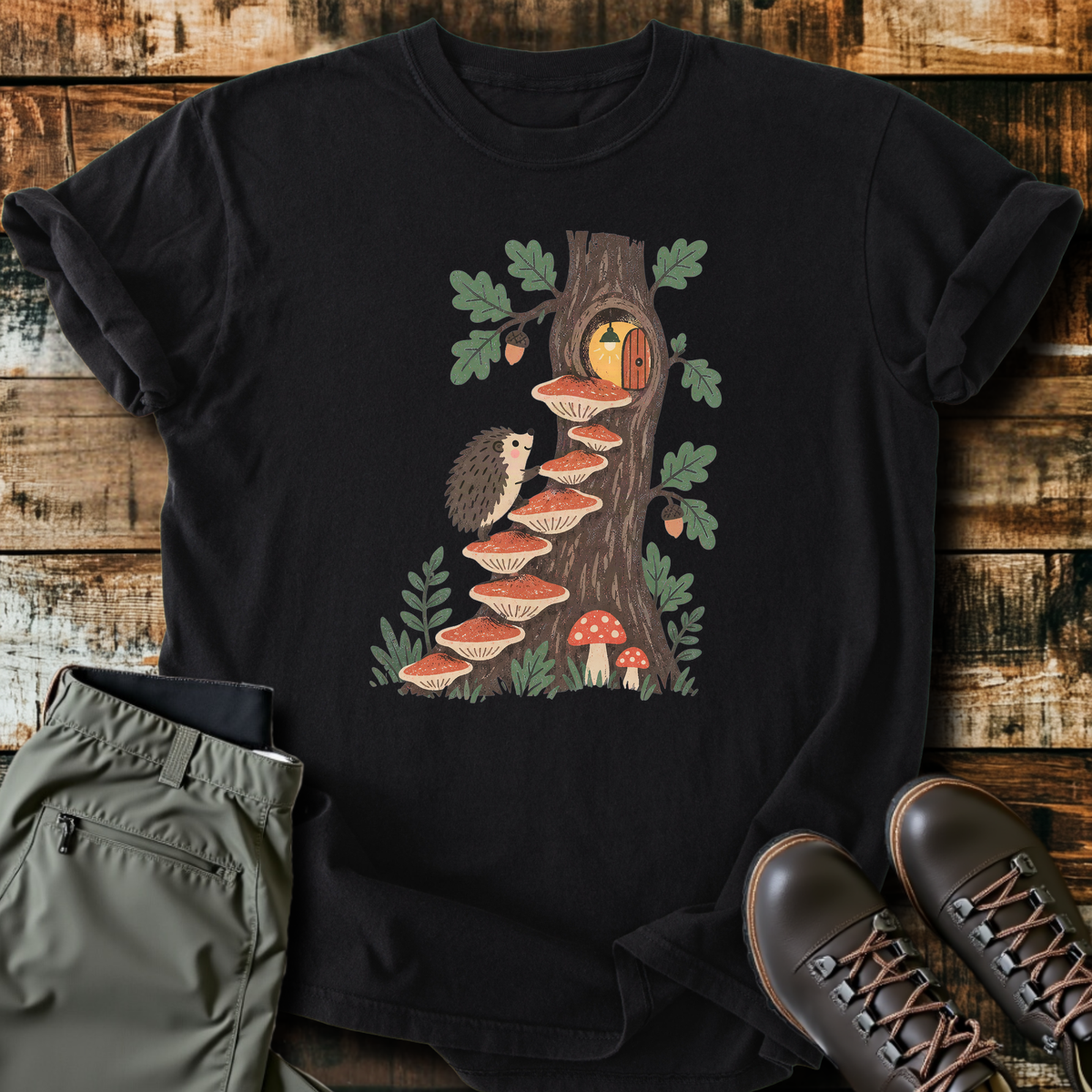 Hedgehog Mushroom Stairs T-Shirt product image 4