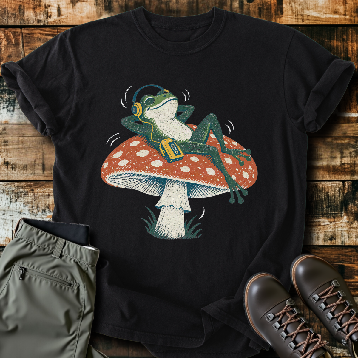 Frog Headphones Mushroom T-Shirt product image 2