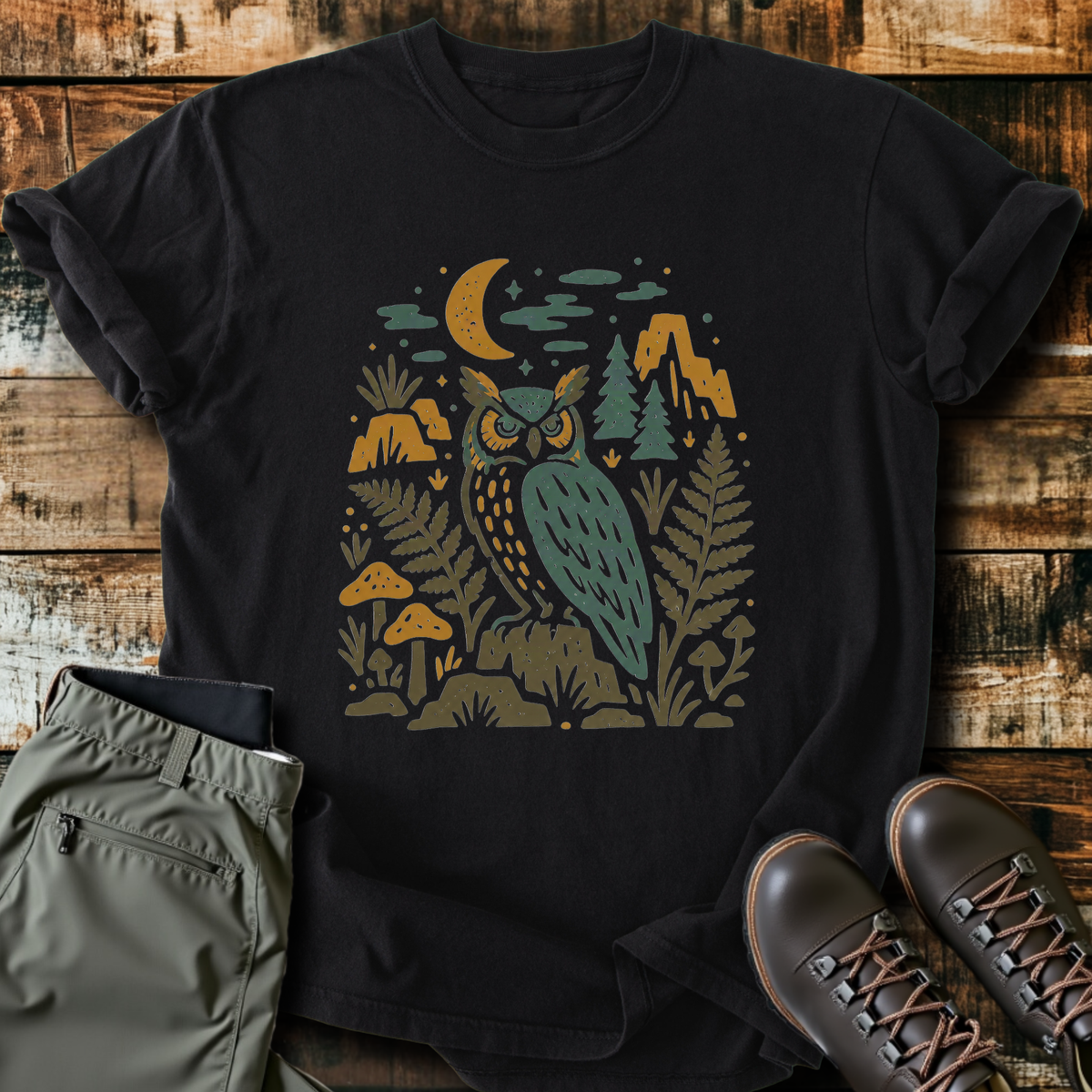 Folk Owl Ferns T-Shirt product image 3