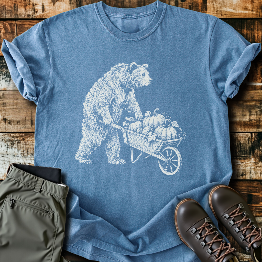 Pumpkin Wheelbarrow Bear T-Shirt product image 3