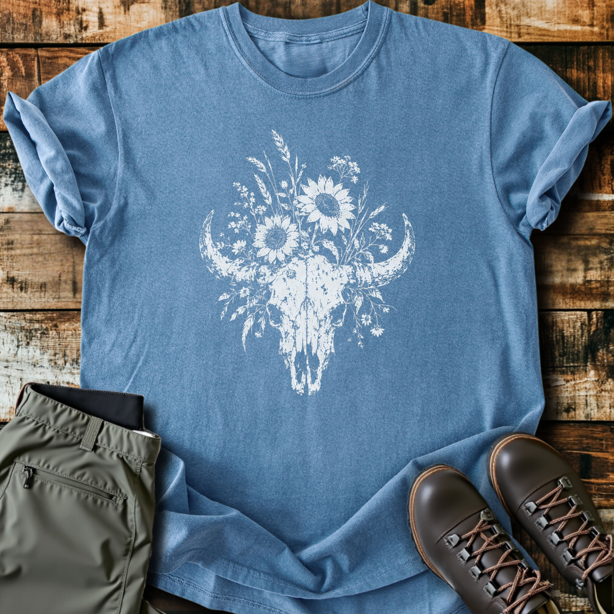 Sunflower Bison Skull T-Shirt product image 3