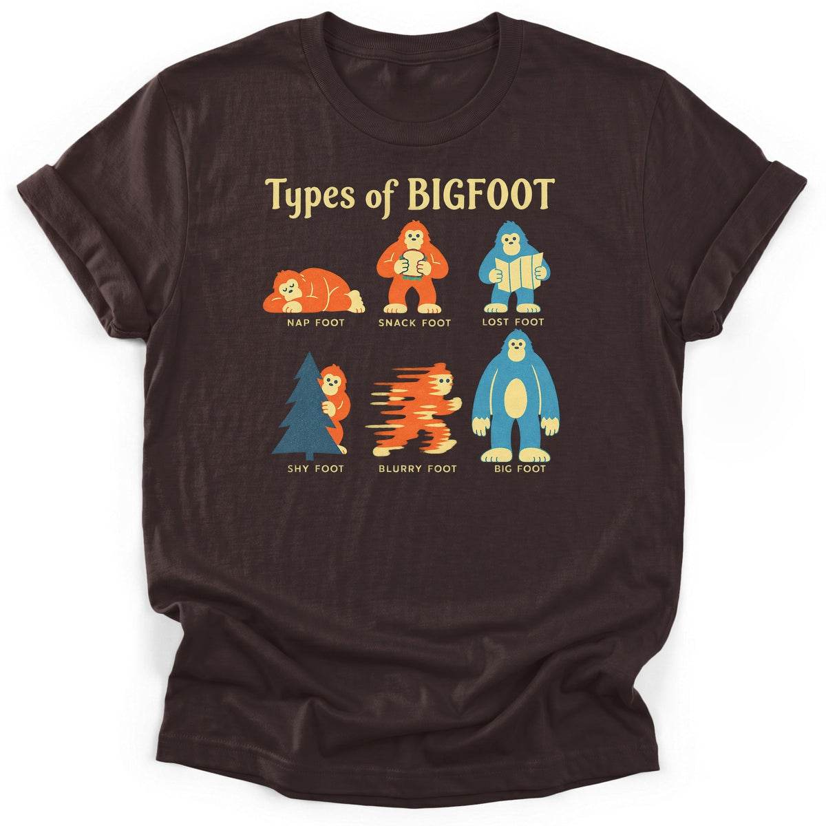Types Of Bigfoot Bright T-Shirt product image 1