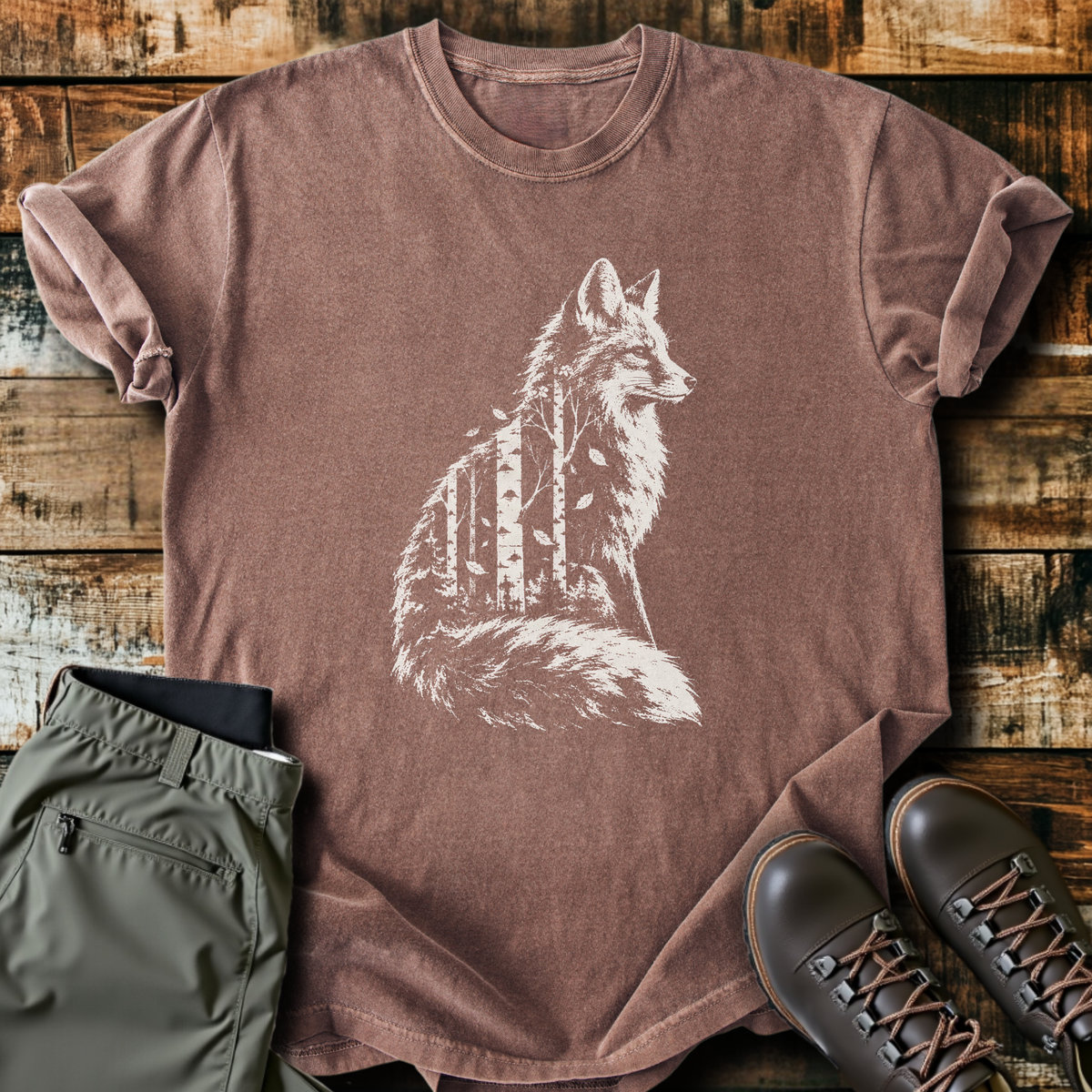 Fox Forest Double Exposure T-Shirt product image 1