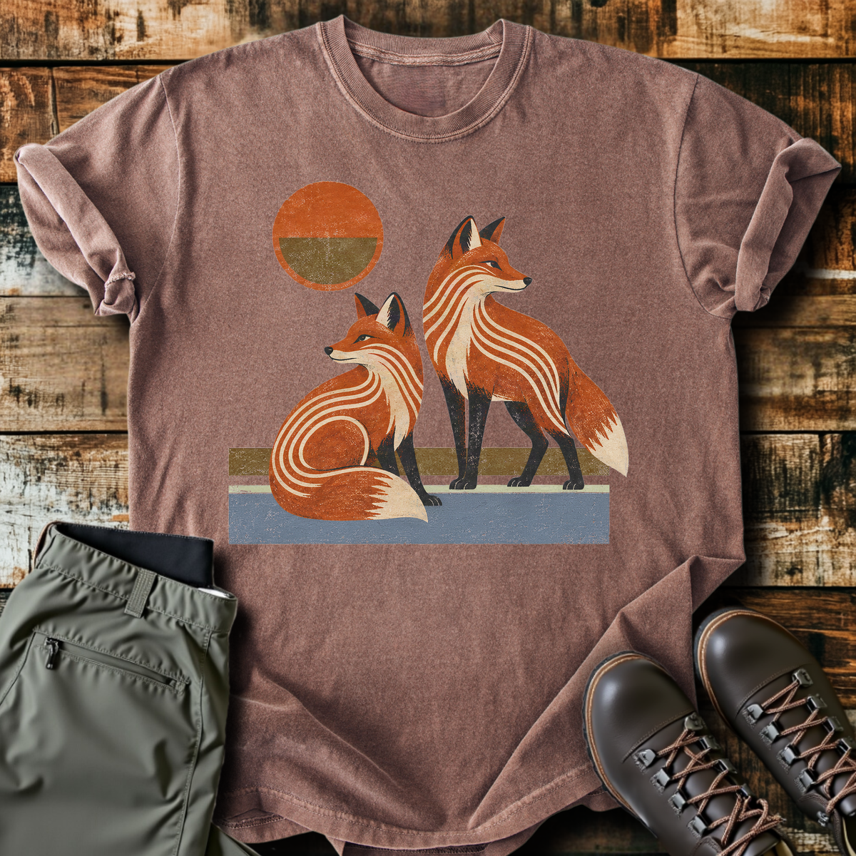 Striped Fox Pair T-Shirt product image 4