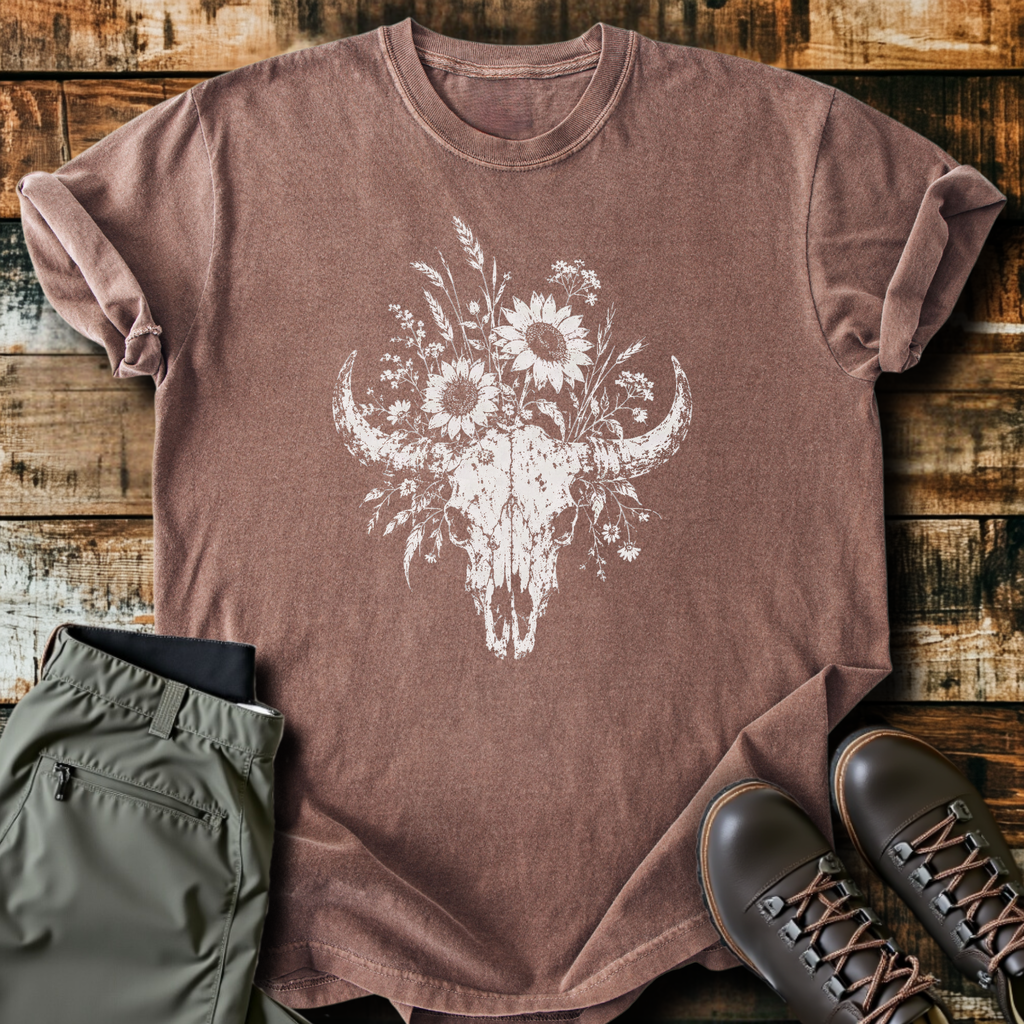 Sunflower Bison Skull T-Shirt product image 5