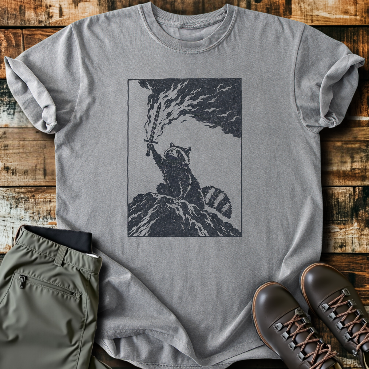 Raccoon With A Flaming Sword T-Shirt product image 3