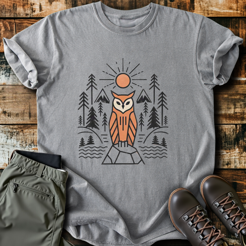 Geometric Owl Sunrise T-Shirt product image 3