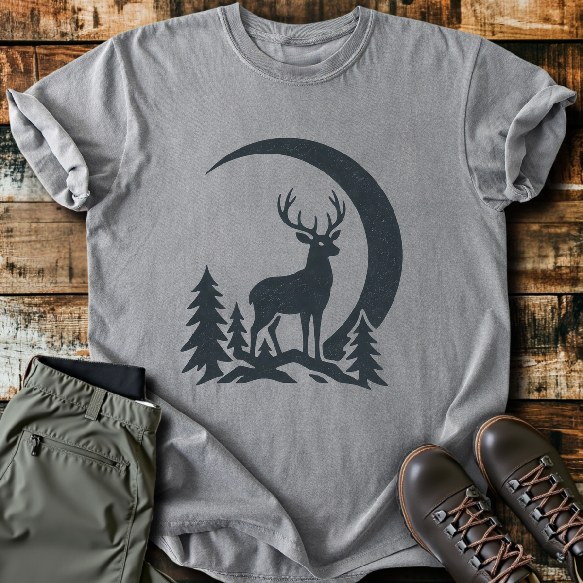 Deer Under Crescent Moon T-Shirt product image 2