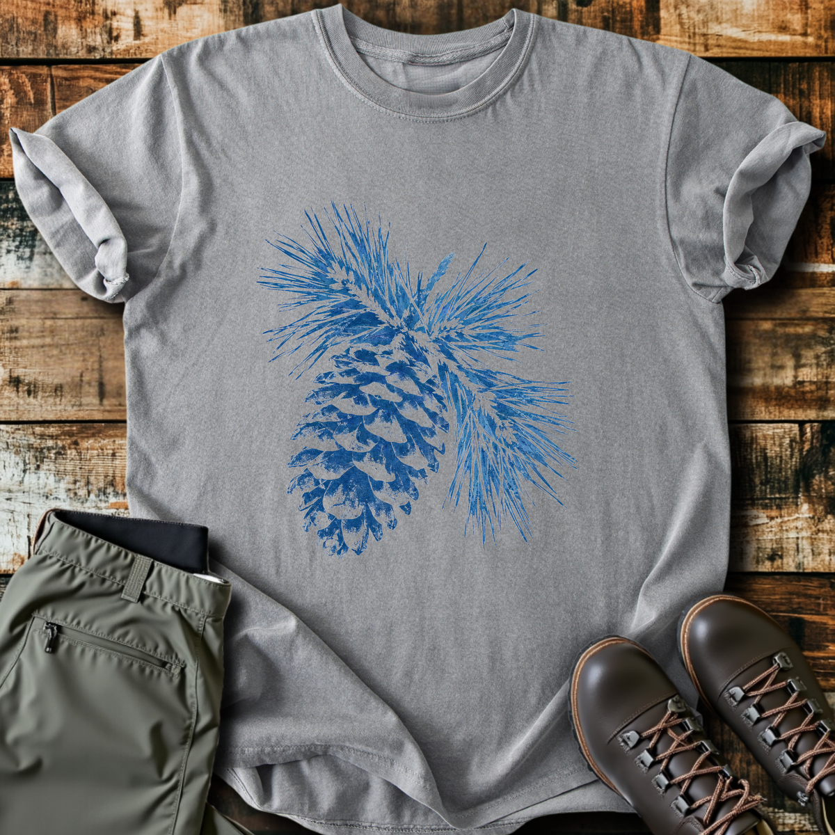 Blue Pinecone Print T-Shirt product image 1