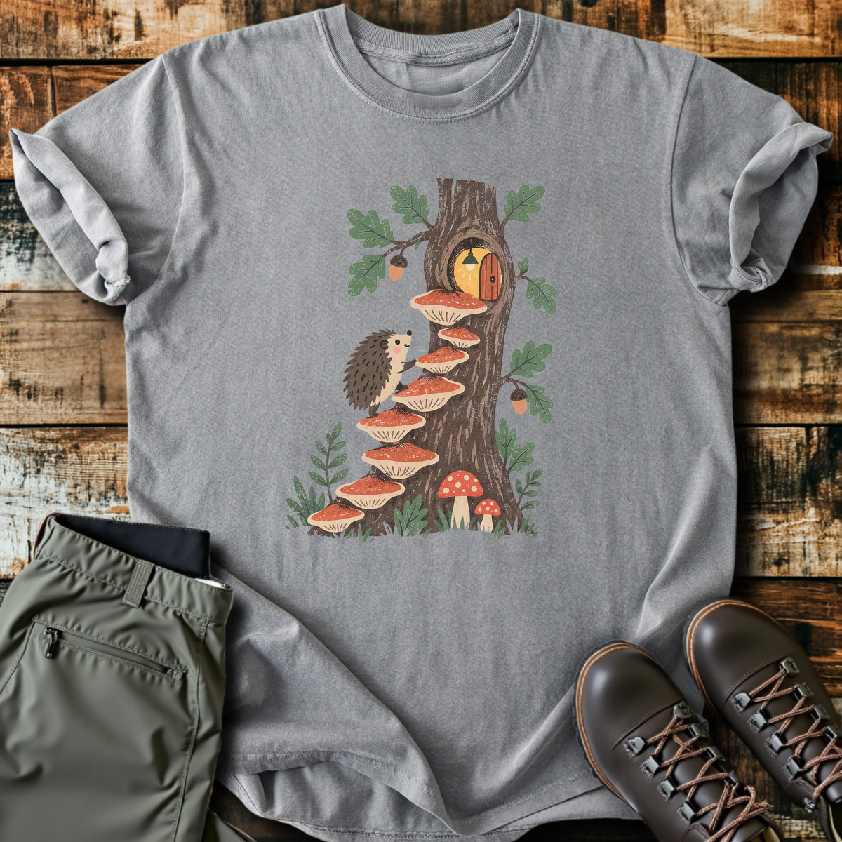 Hedgehog Mushroom Stairs T-Shirt product image 6