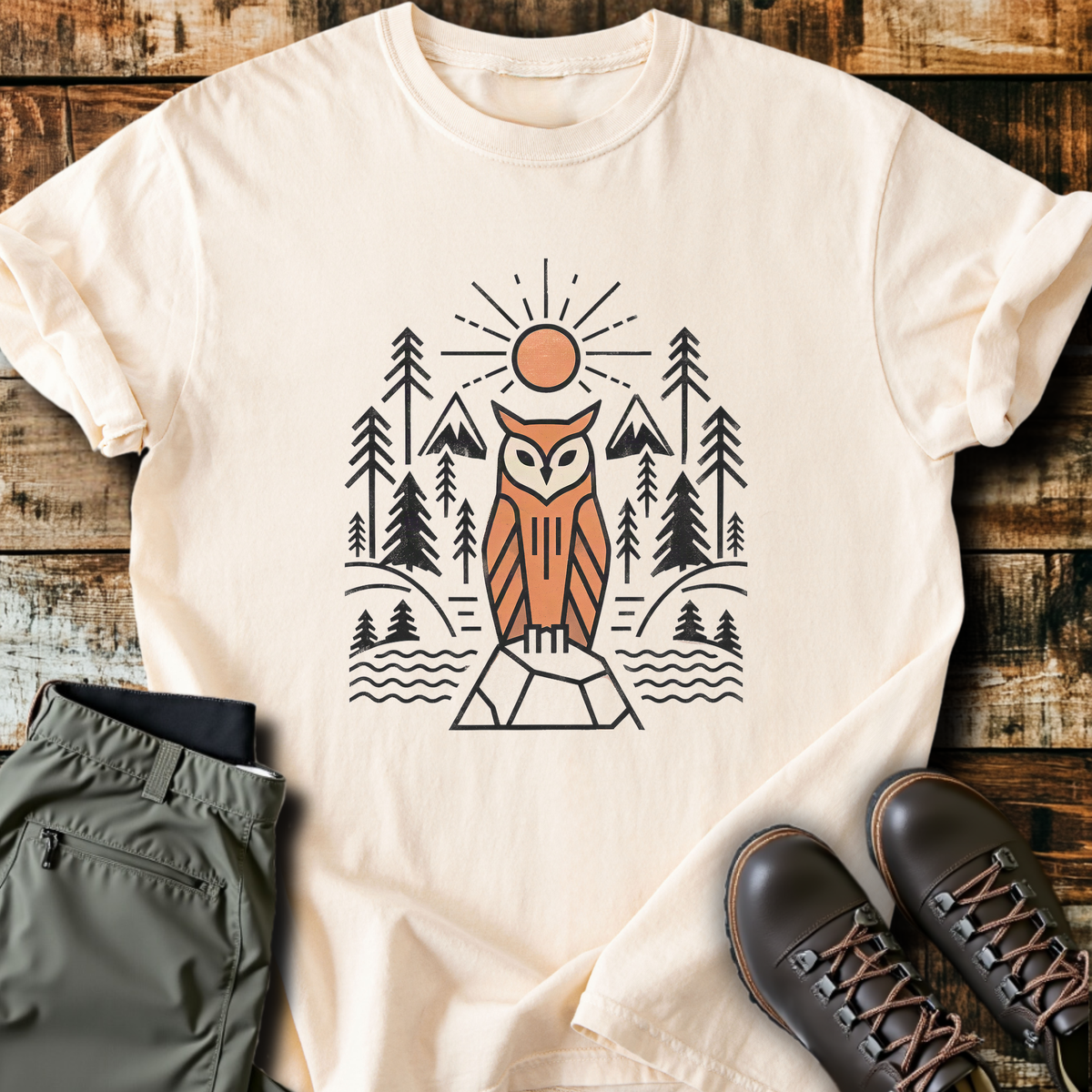 Geometric Owl Sunrise T-Shirt product image 4