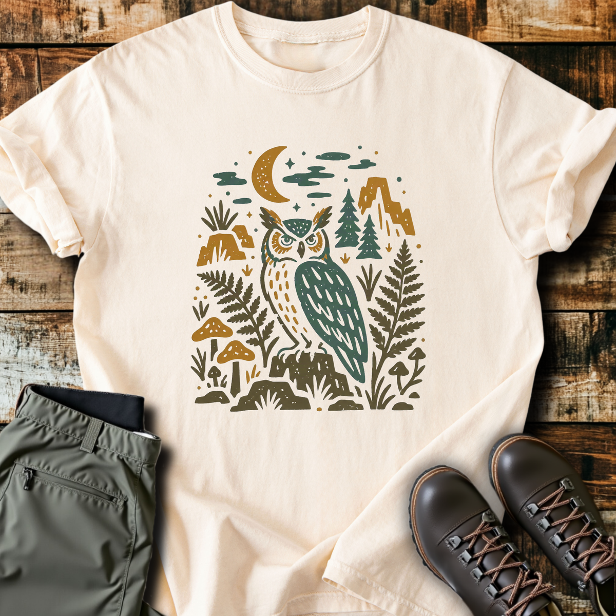 Folk Owl Ferns T-Shirt product image 1