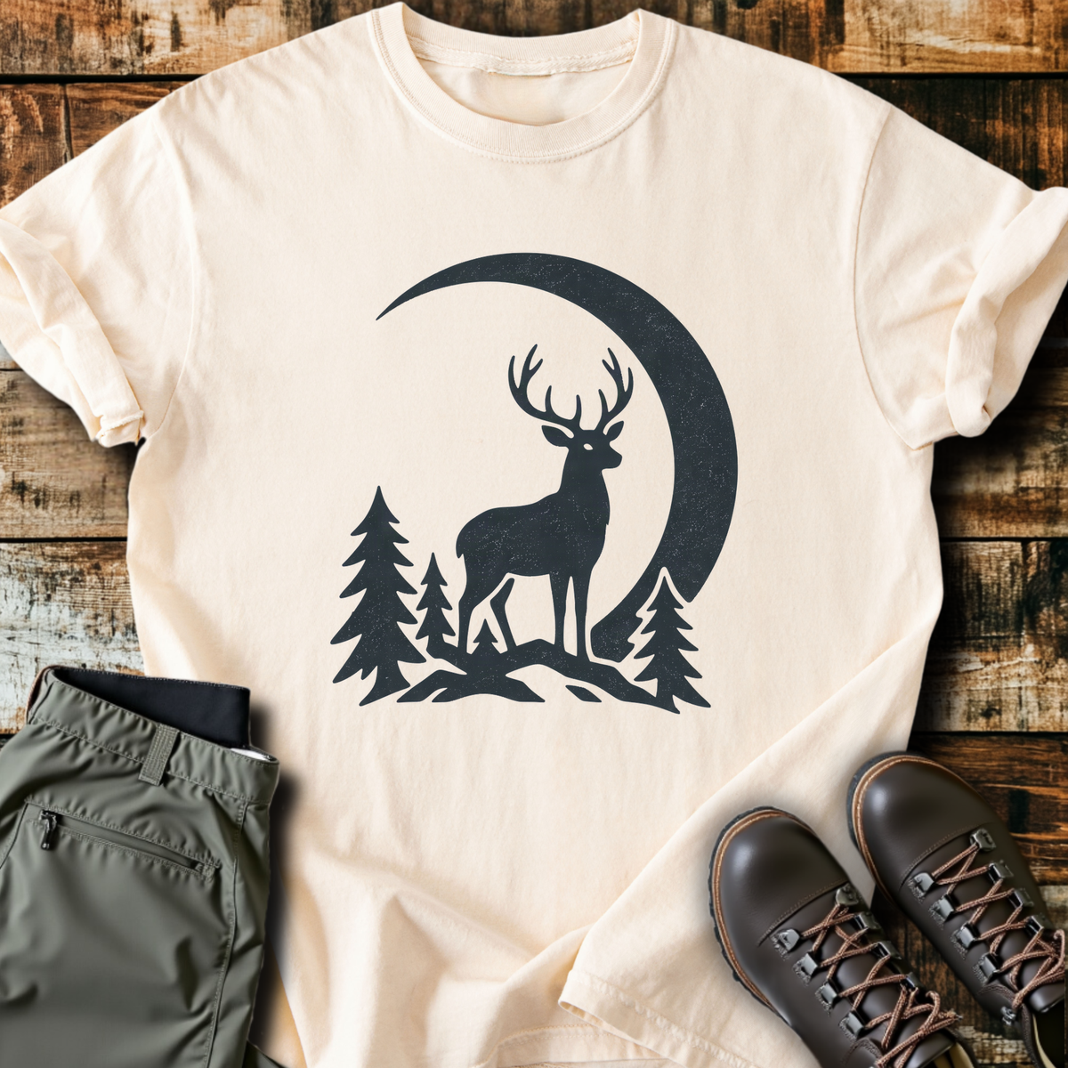 Deer Under Crescent Moon T-Shirt product image 3