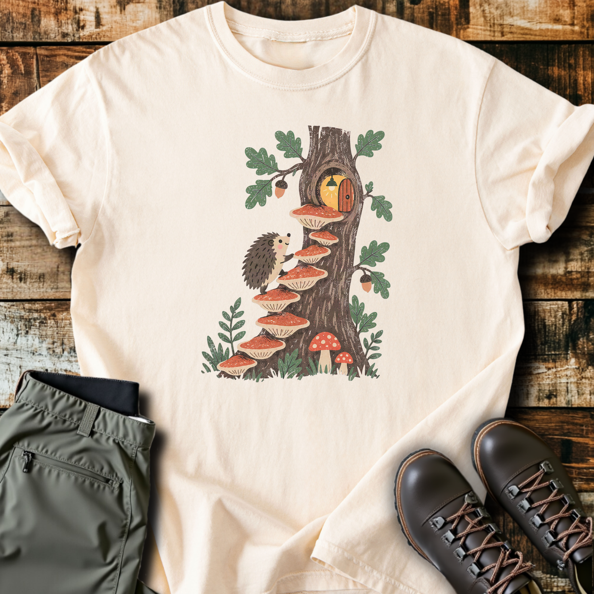 Hedgehog Mushroom Stairs T-Shirt product image 7