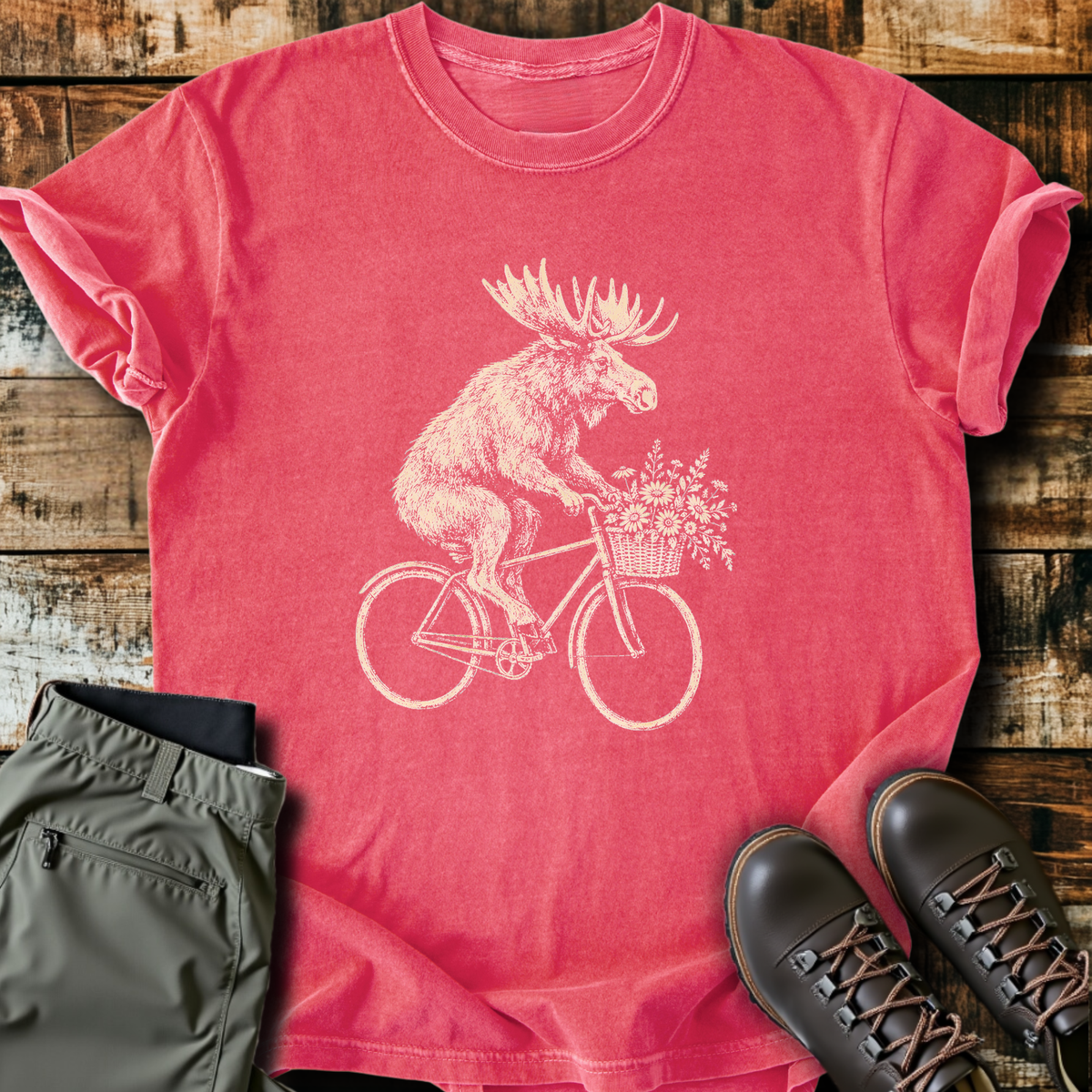 Moose On A Bicycle T-Shirt product image 4