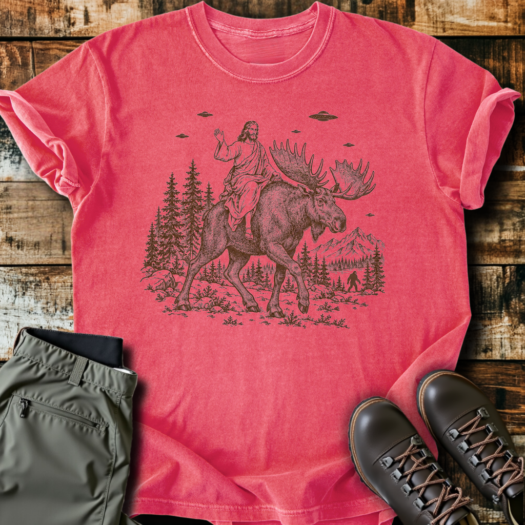 Jesus Riding A Moose T-Shirt product image 1