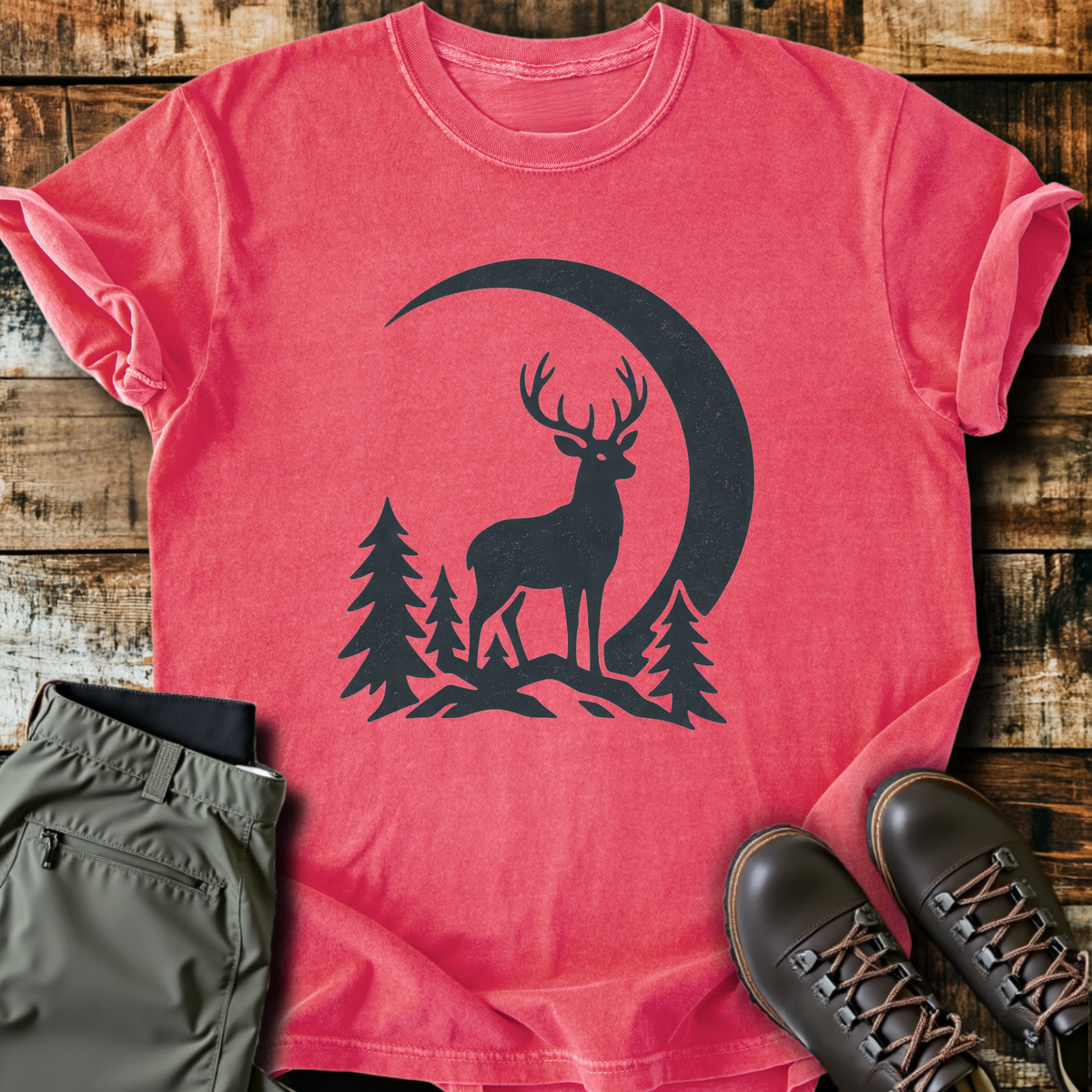 Deer Under Crescent Moon T-Shirt product image 4