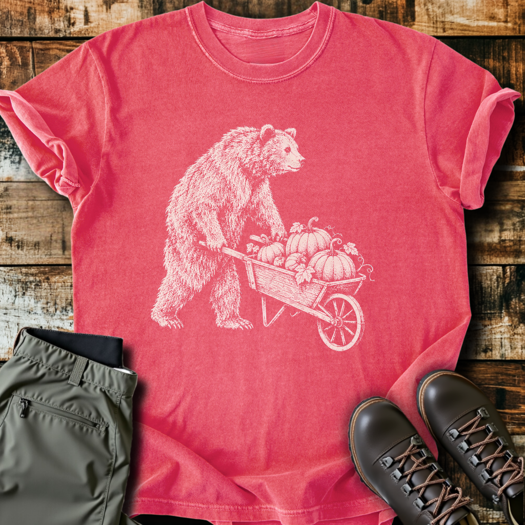 Pumpkin Wheelbarrow Bear T-Shirt product image 4