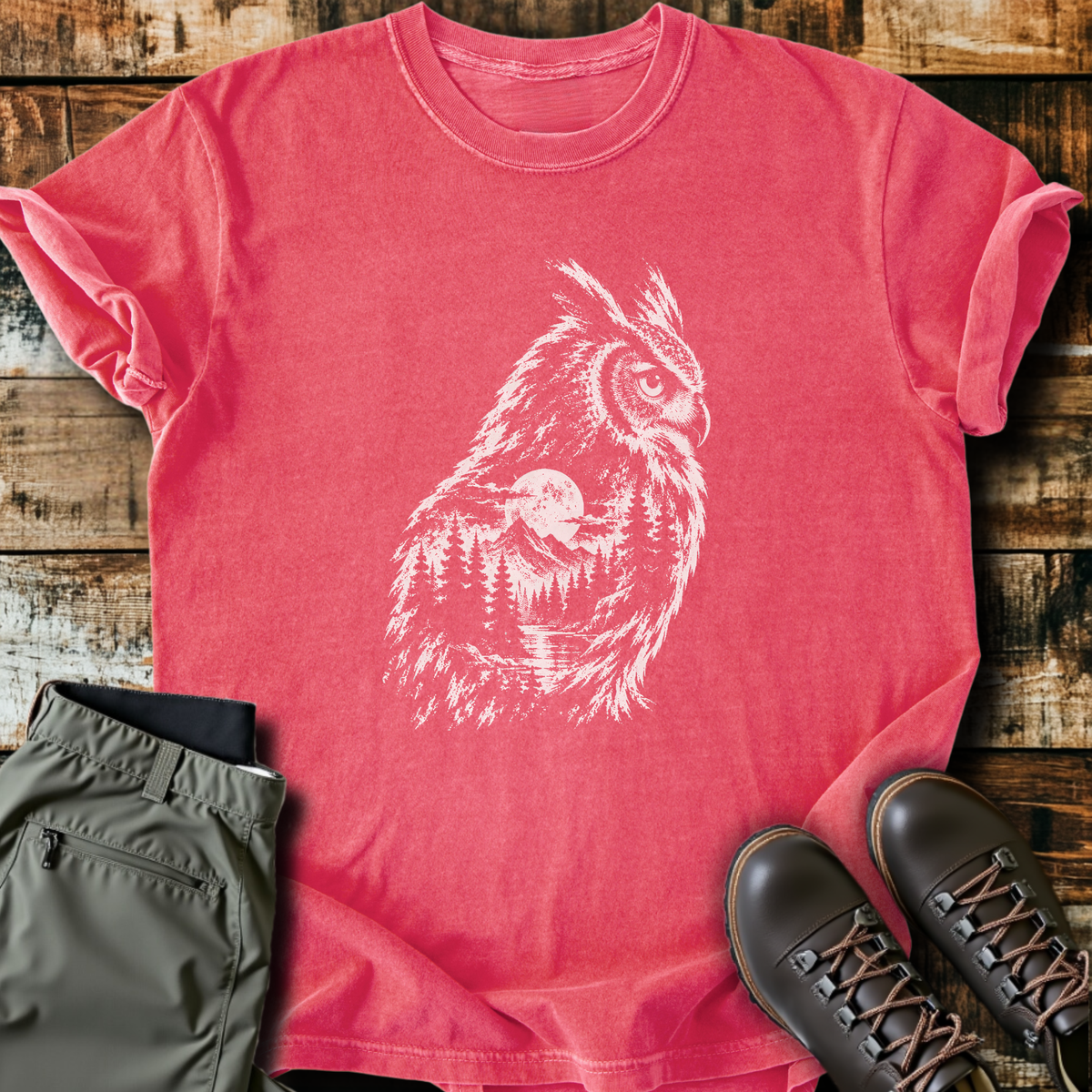 Owl Forest Double Exposure T-Shirt product image 5