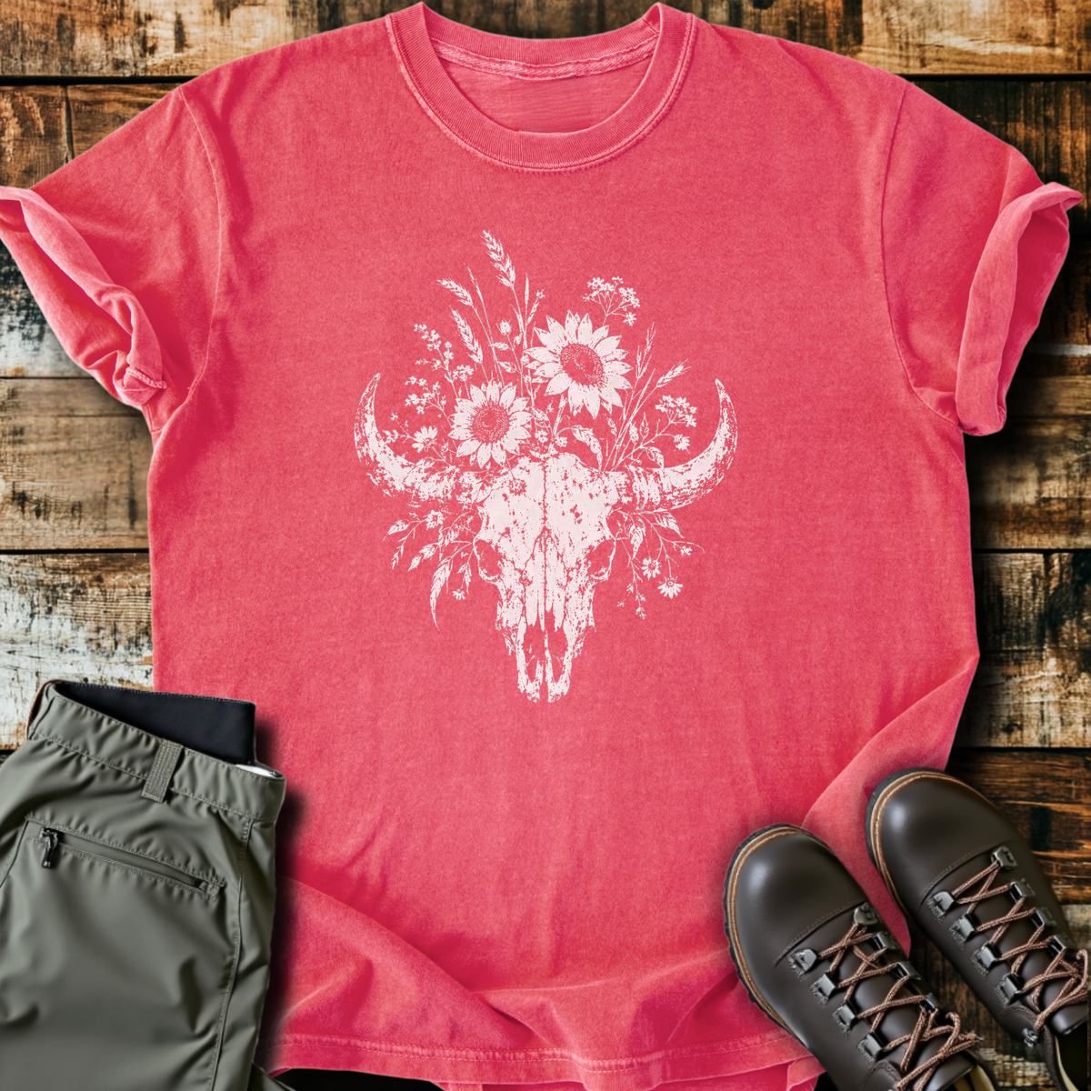 Sunflower Bison Skull T-Shirt product image 4