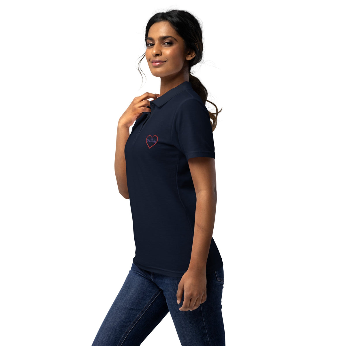I LOVE Dis Dads Women’s Pique Polo Shirt Mom Approved