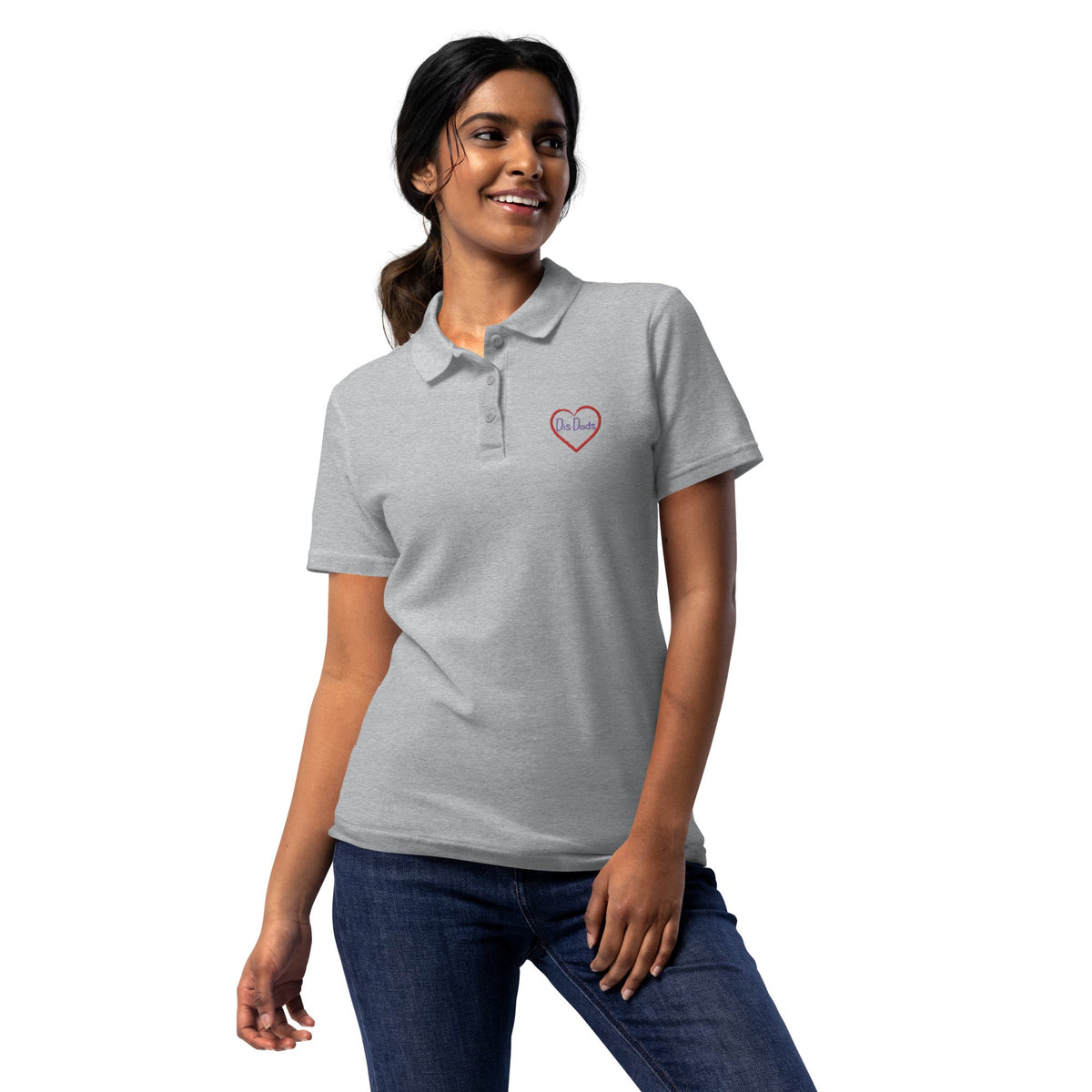 I LOVE Dis Dads Women’s Pique Polo Shirt Mom Approved