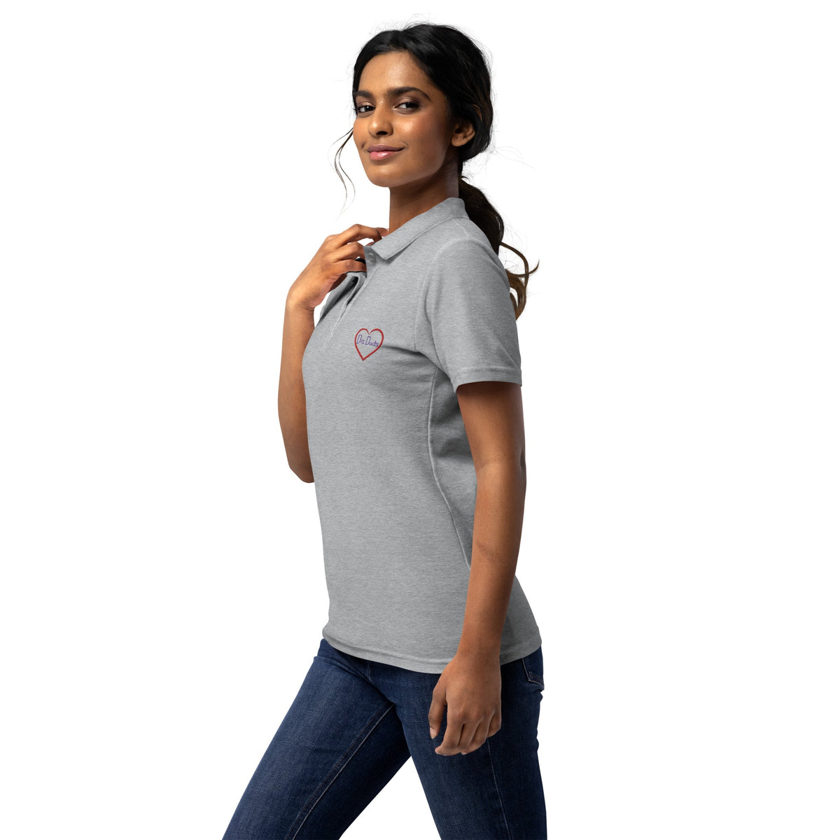 I LOVE Dis Dads Women’s Pique Polo Shirt Mom Approved
