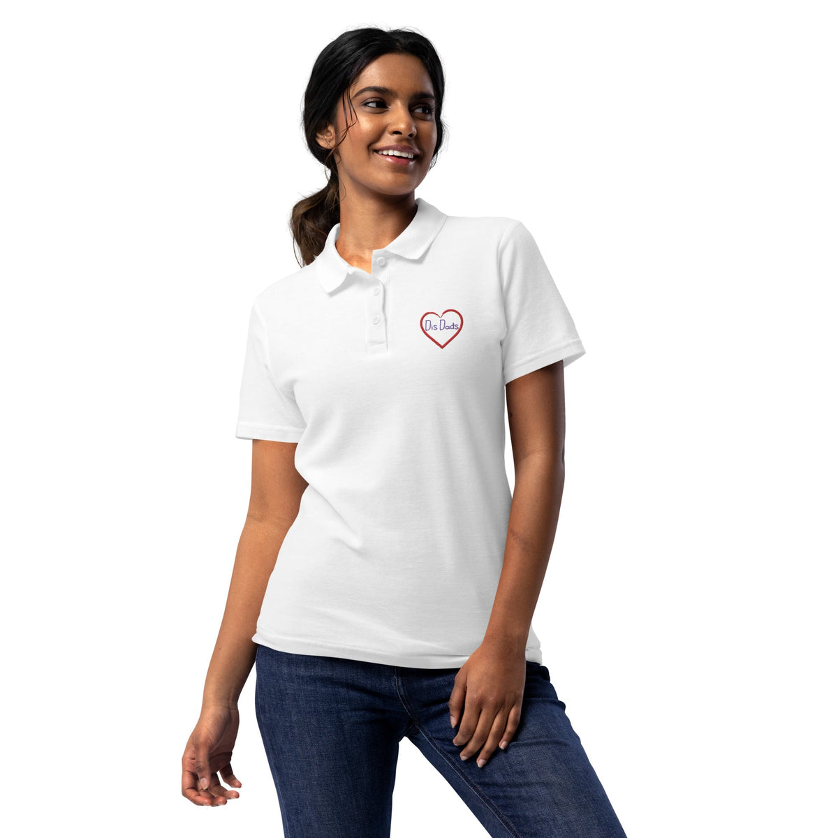 I LOVE Dis Dads Women’s Pique Polo Shirt Mom Approved
