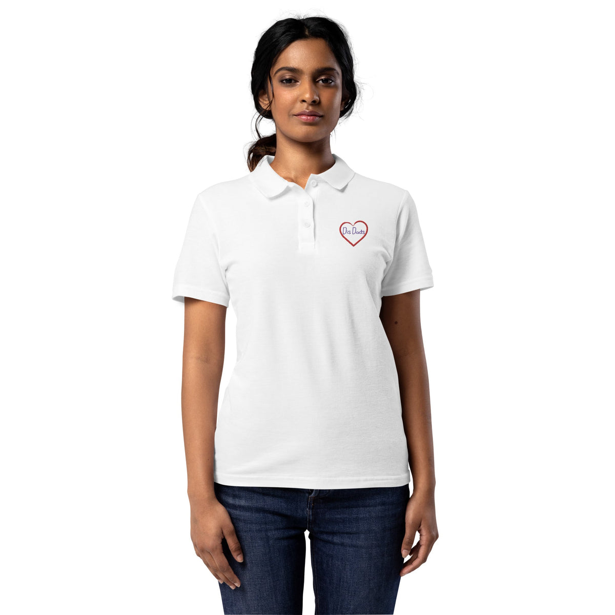 I LOVE Dis Dads Women’s Pique Polo Shirt Mom Approved